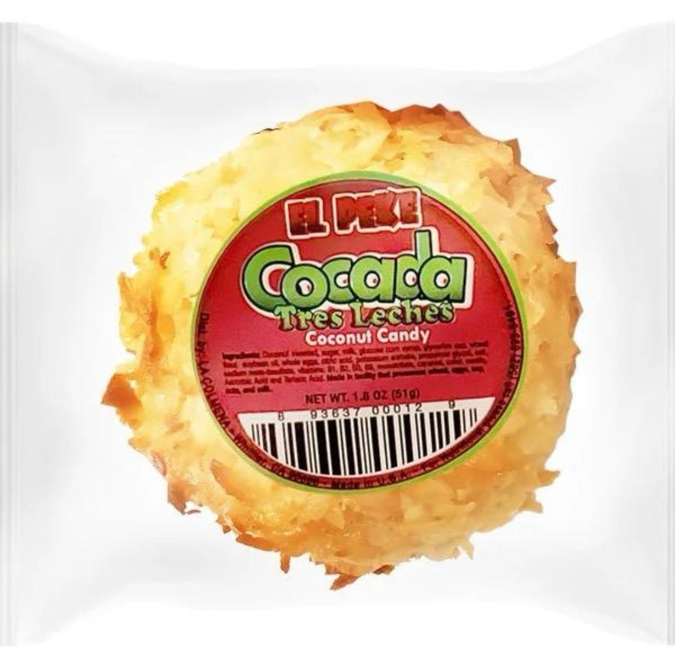 El Peke Cocada Tres Leches Coconut Candy Snack - Sweet & Crunchy Natural Coconut Treat for Snacking or Gifting