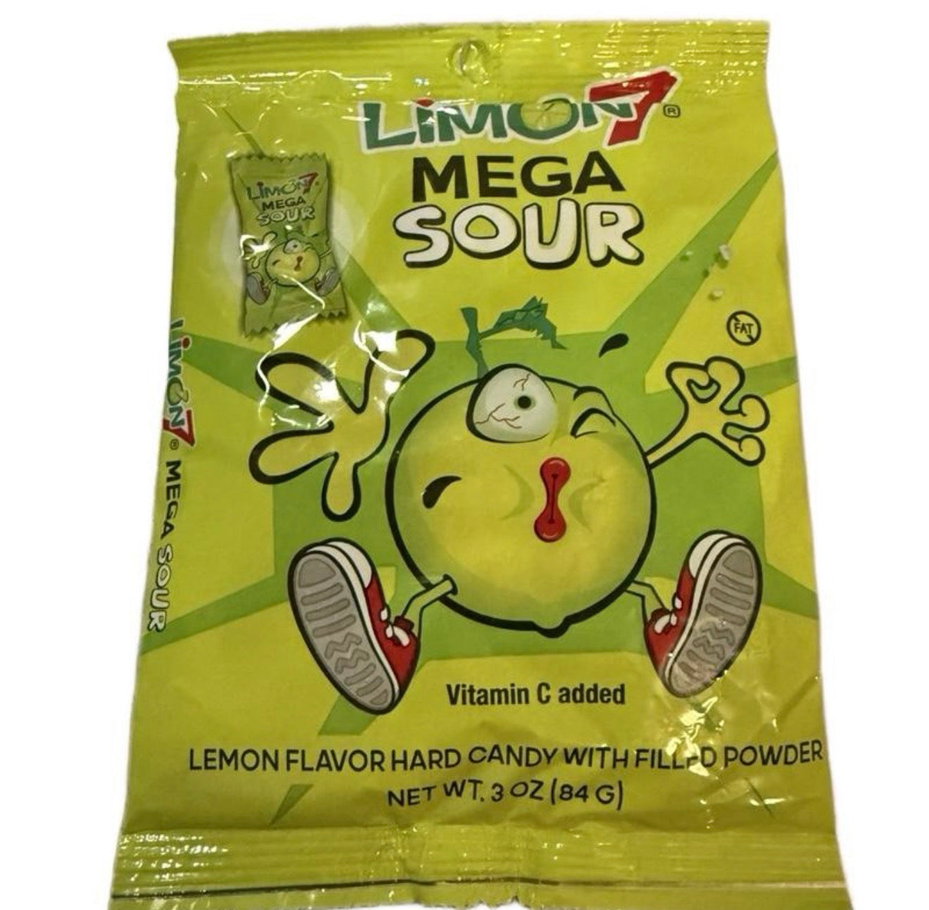 Limon 7 Mega Sour Lemon Flavor Hard Candy with Filled Powder Snack Sweet Sour