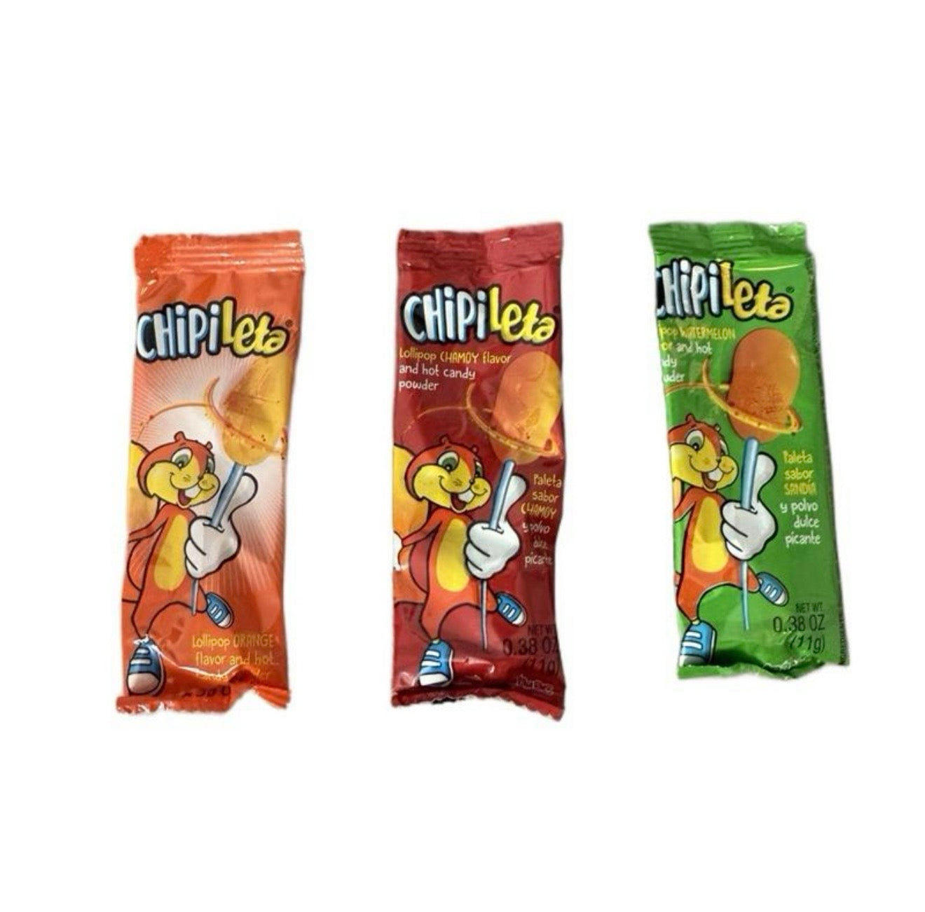 Chipileta Mix  Flavor Lolipops - orange, watermelon, chamoy  30 Pieces  Snack Candy