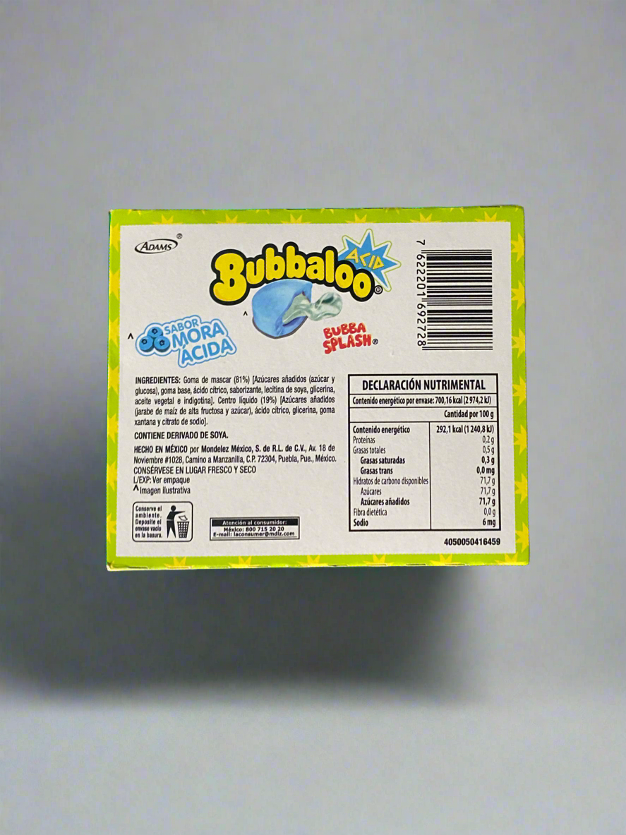 Bubbaloo Mora Acida , Sour Blueberry Chewing gum