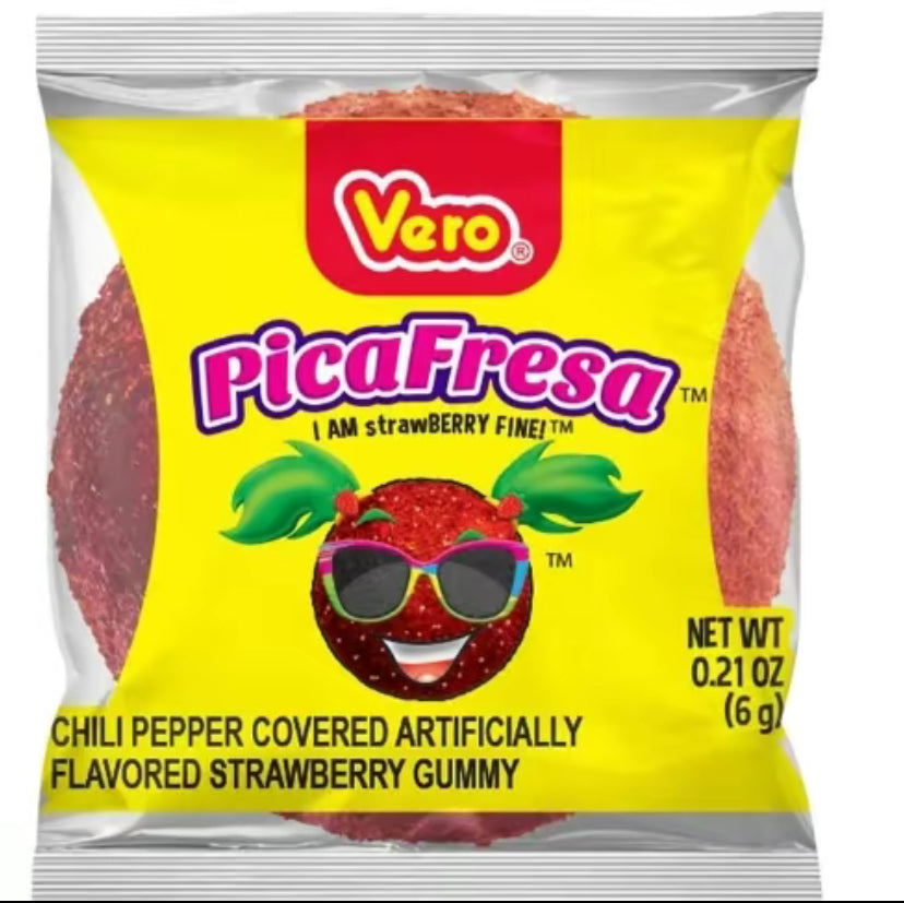 Vero Pica Fresa strawberry gummy covered with chili | 100 pieces