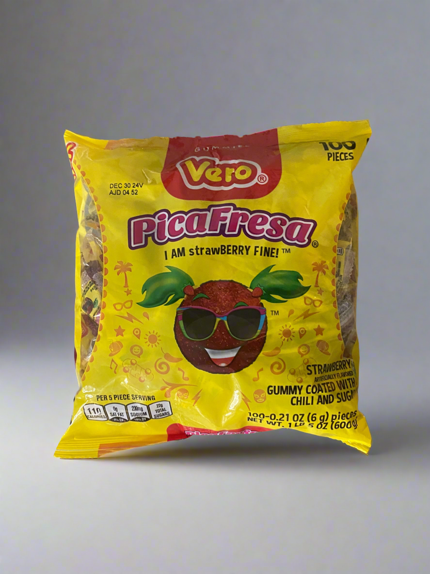 Vero Pica Fresa strawberry gummy covered with chili | 100 pieces