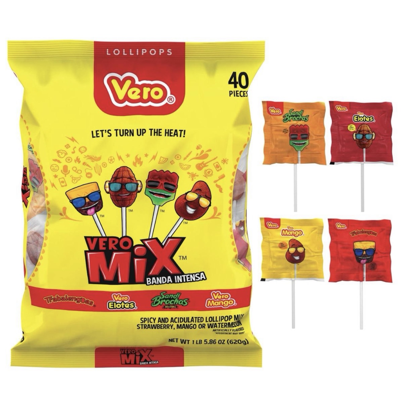 Vero Candy Lollipops Mix - Spicy and Sweet Snack 40 piece