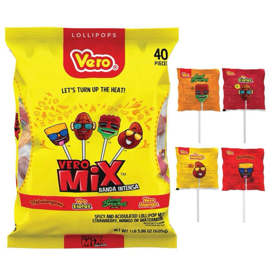 Vero Candy Lollipops Mix - Spicy and Sweet Snack 40 piece