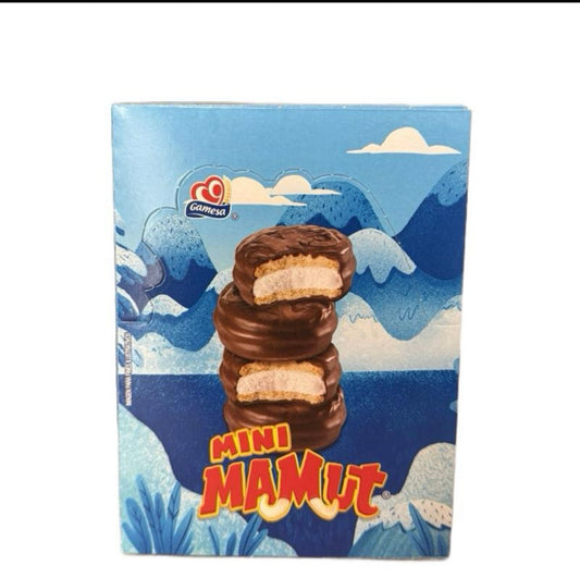 Gamesa Mini Mamut Marshmallow Chocolate Cookie 28 Pieces - Sweet Snack with Chocolate Coating and Marshmallow Filling Biscuit Cooky